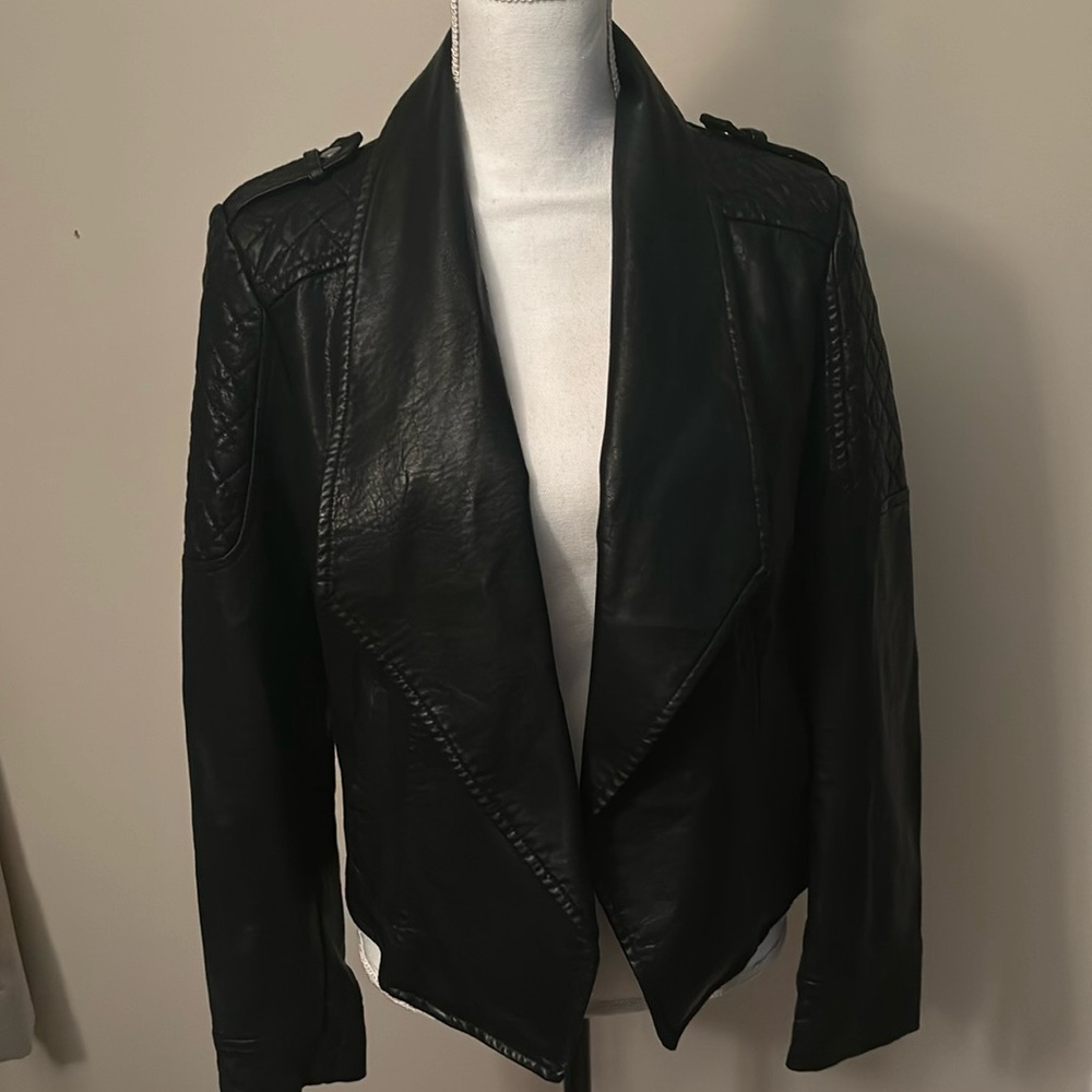 Jack By BB Dakota Faux Leather Open Front Jacket